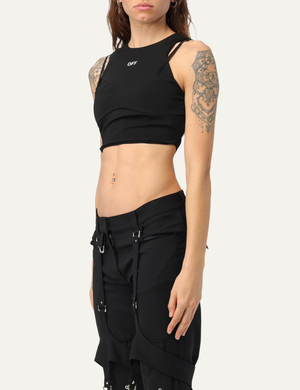 OFF WHITE LACEUP HARNESS BRA