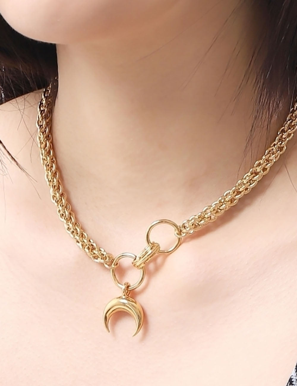 MARINE SERRE PEWTER MOON BRAIDED CHAIN