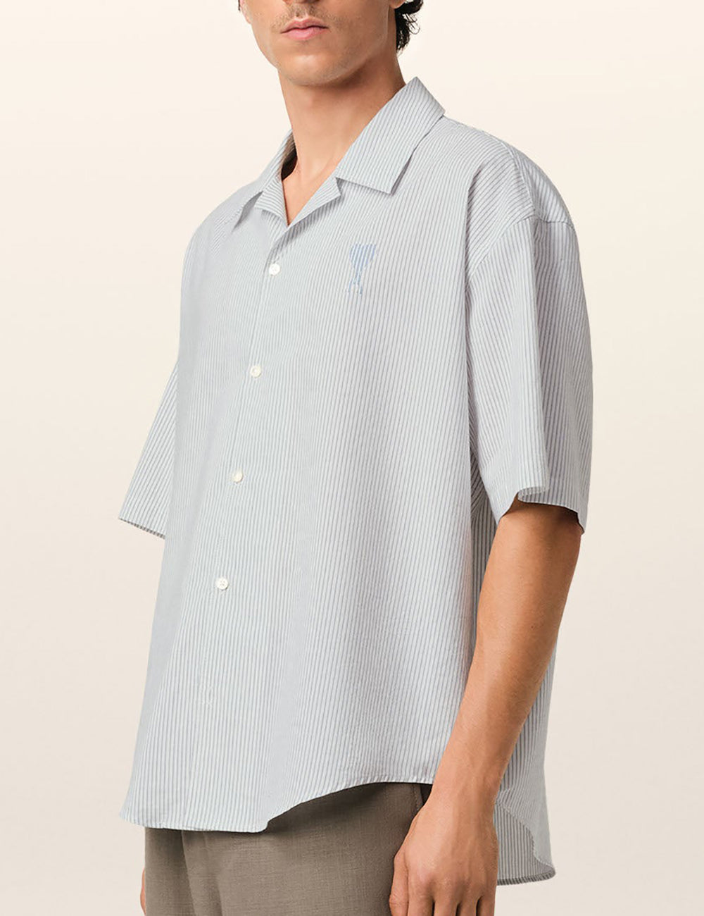 AMI BOXY COLLAR SHIRT WHITE/BLUE NOTE