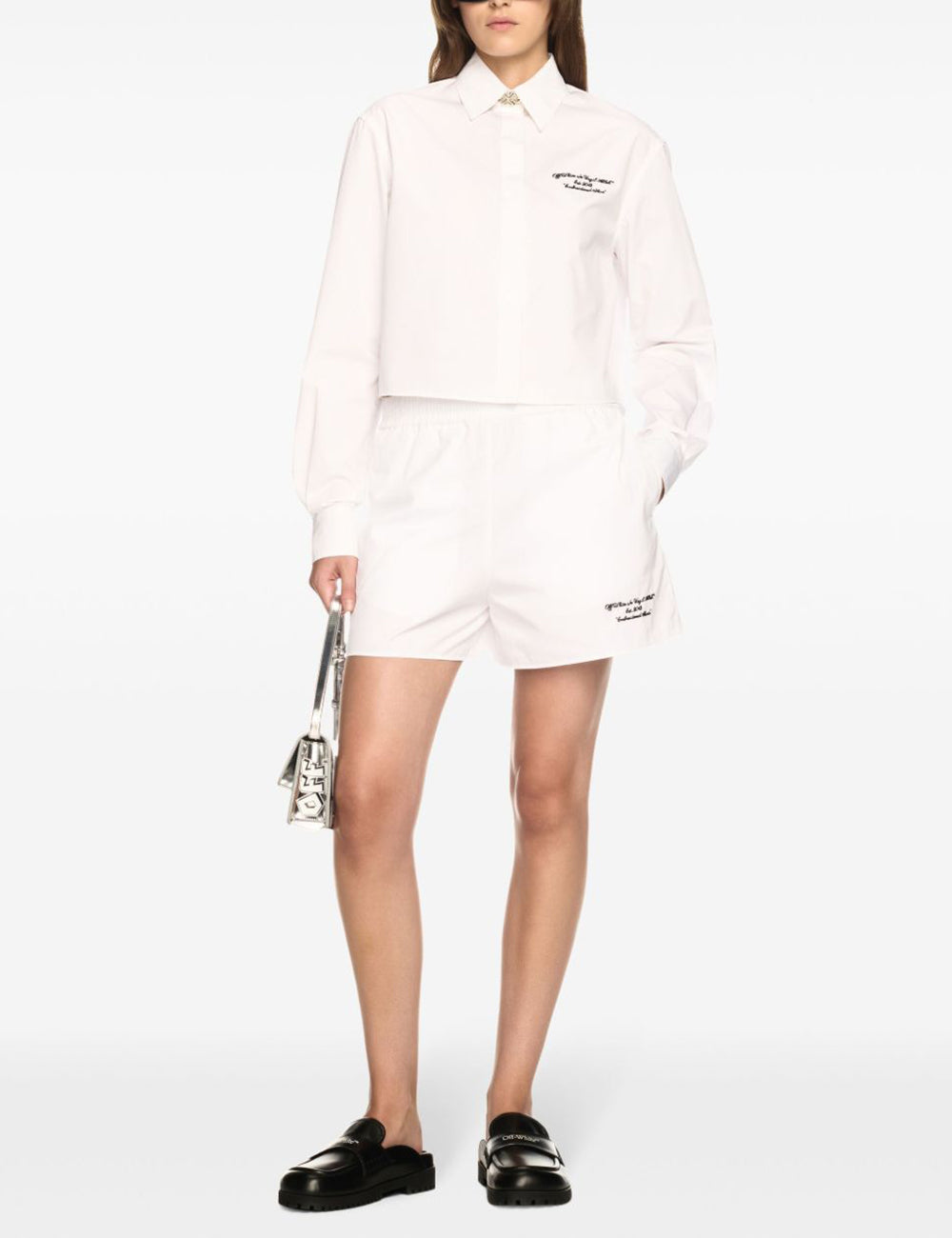 OFF WHITE EMBR POPLIN ELA EAIST SHORTS