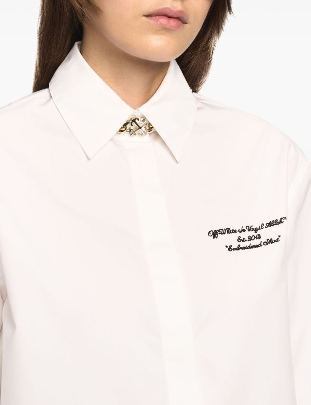 OFF WHITE EMBR POPLIN BOXY SHIRT L/S