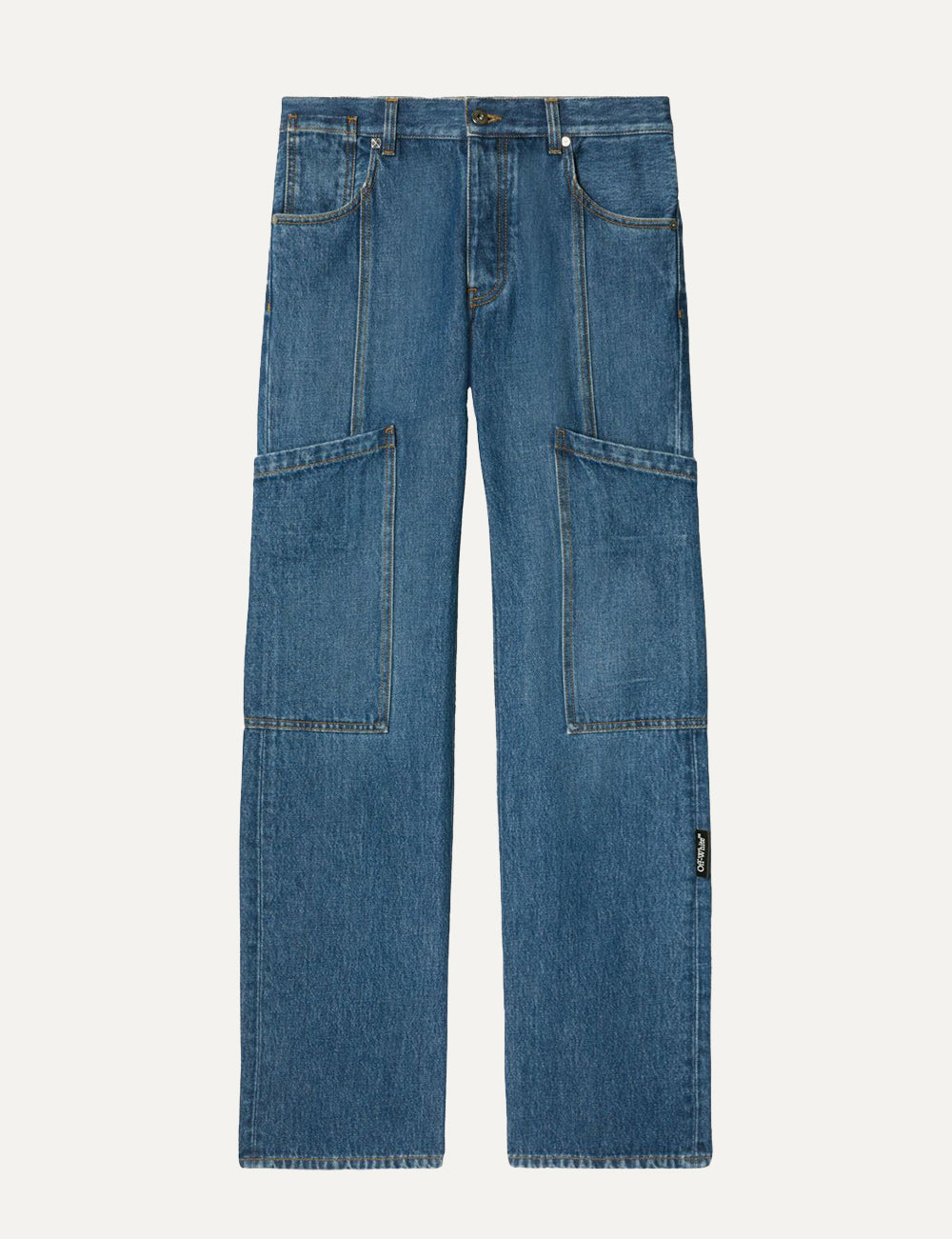 OFF WHITE DENIM SLIM CARGO PANT