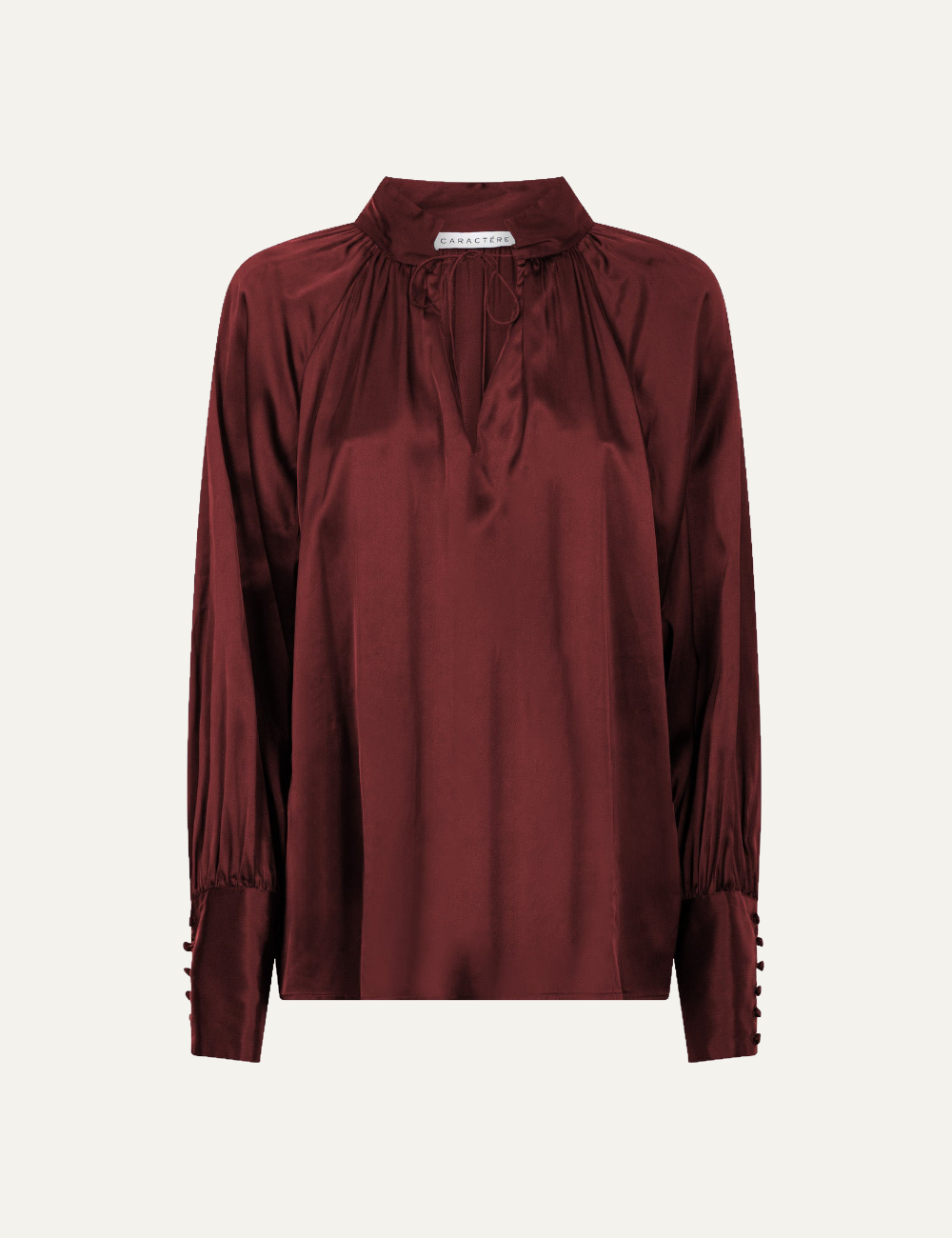 CARACTERE SATIN BLOUSE IN BORDEAUX