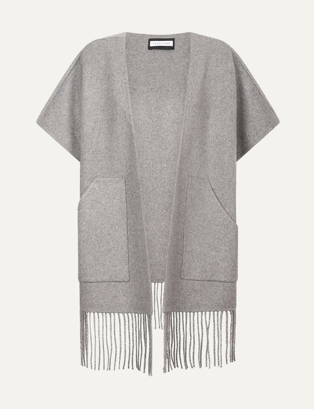CARACTERE CAPE WITH FRINGES IN GREY