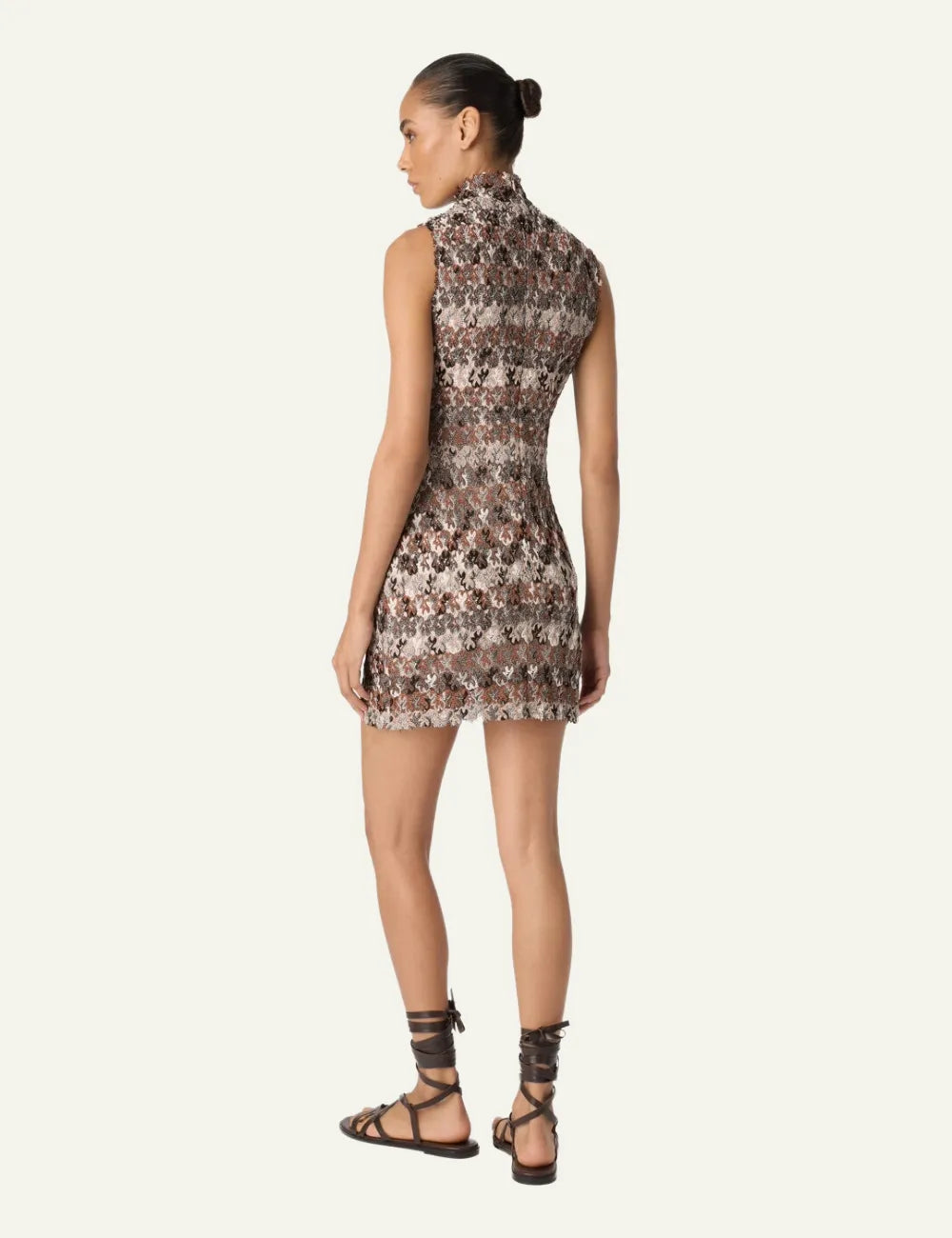 MISSONI EMBROIDERED HIGH-NECK MINI DRESS