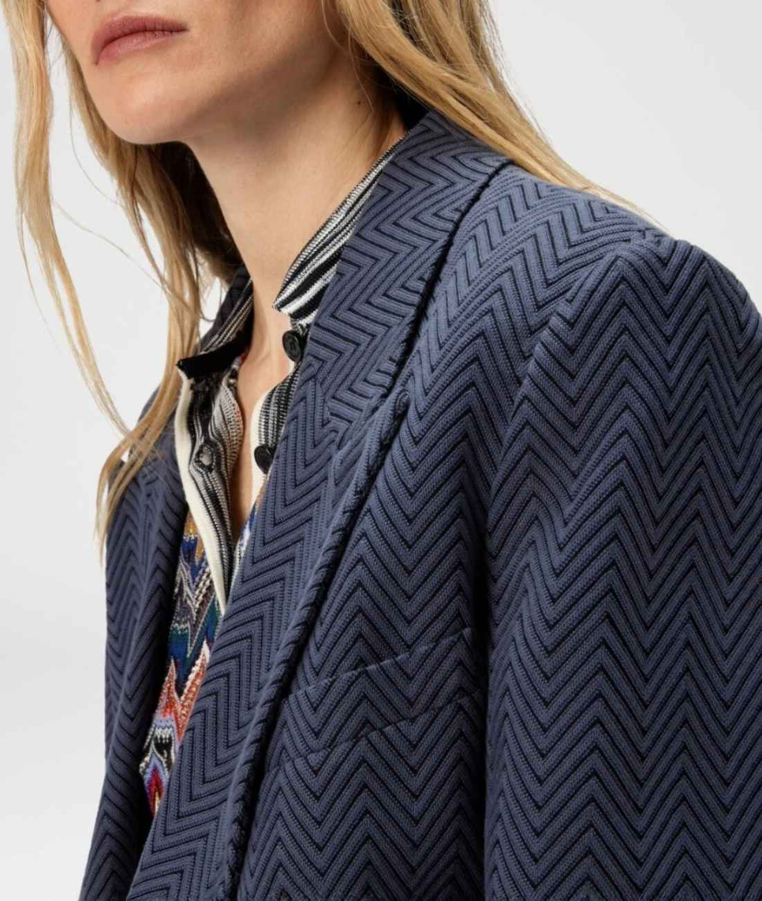 MISSONI Single-Breasted Blazer with Zigzag Pattern