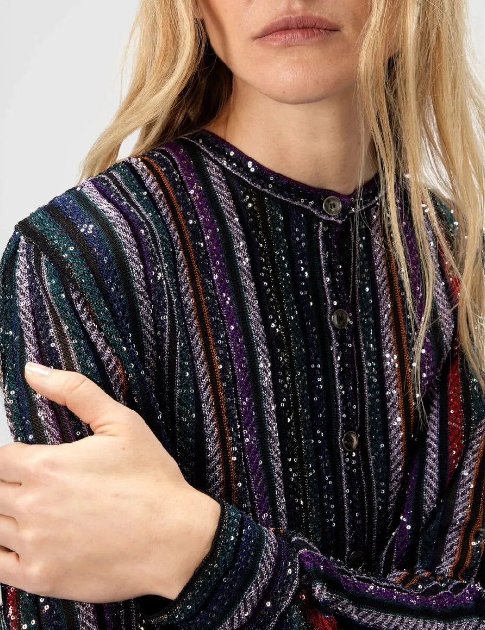 MISSONI Henley Blouse with Mandarin Collar