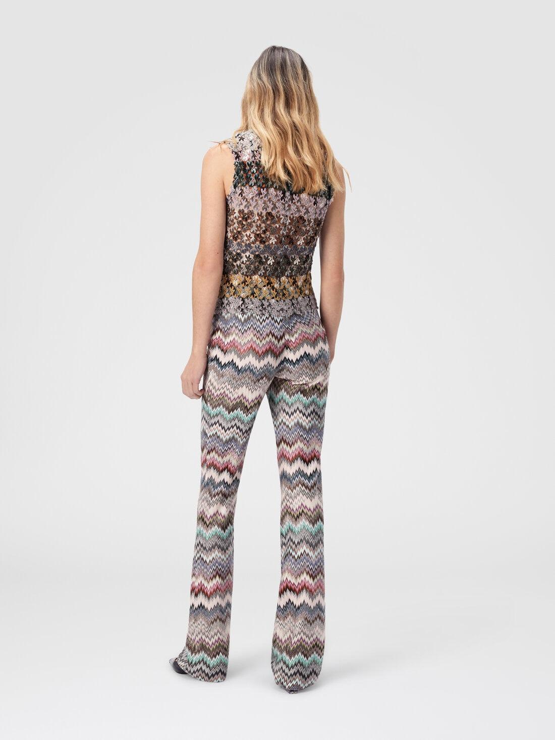 MISSONI High-Neck Top in Striped Embroidered Lace