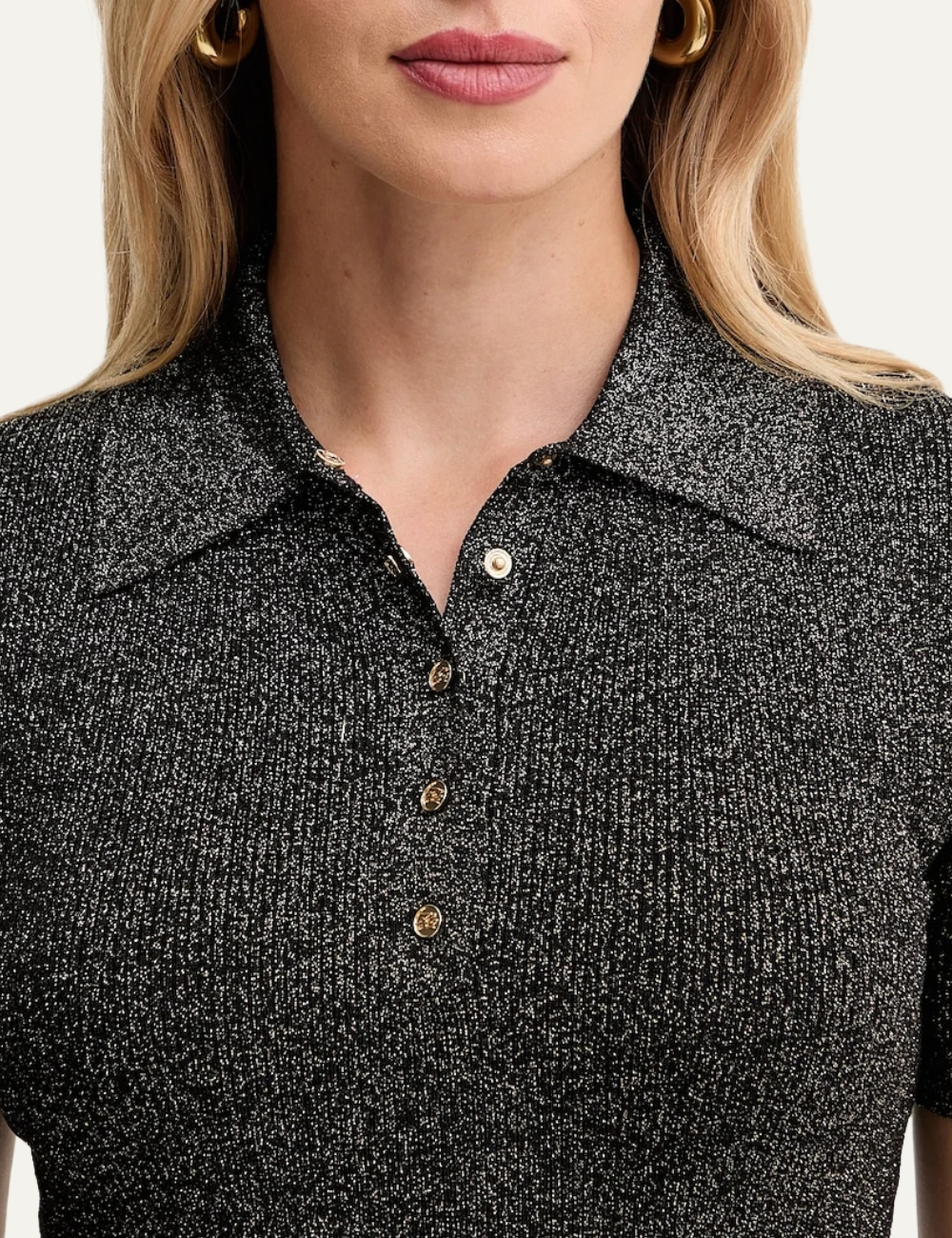 KARL LAGERFELD LUREX KNIT POLO