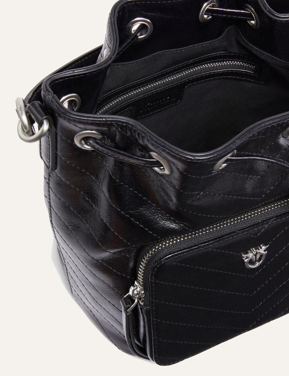 PINKO CARGO BUCKET VITELLO WRINKLE FLAT CHEVRON