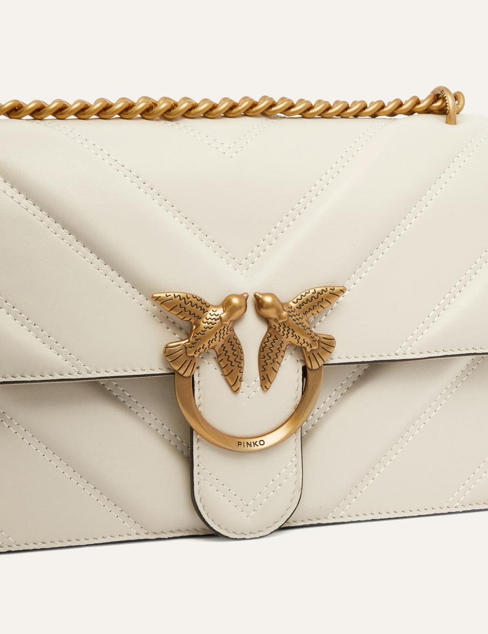 PINKO LOVE ONE CLASSIC LIGHT DC SHEEP NAPPA BIG CHEVRON DS BIANCO