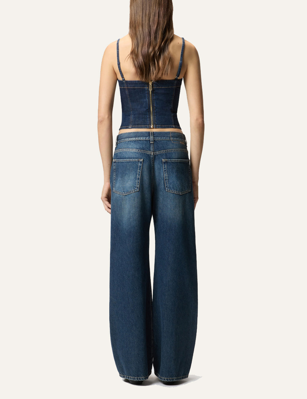 PINKO WANDA WIDE LEG MEDIUM DARK VINTAGE WASH