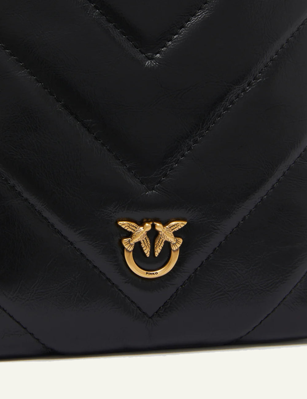 PINKO FLAT SATCHEL PELLE NAPLAK BIG CHEVRON