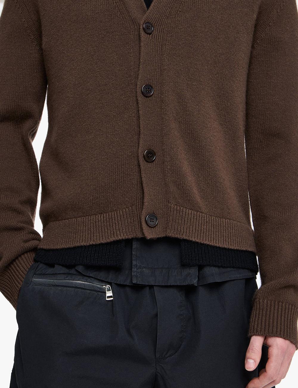 JWANDERSON CONTRAST LAYERED CARDIGAN BROWN