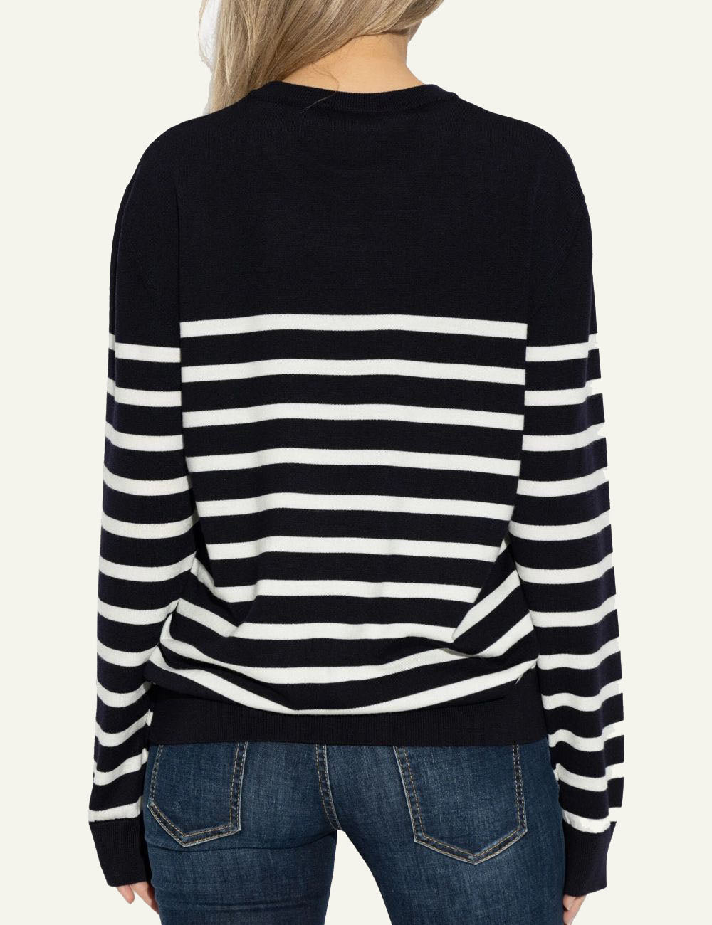 DSQUARED2 STRIPED CREWNECK SWEATER IN NAVY BLUE