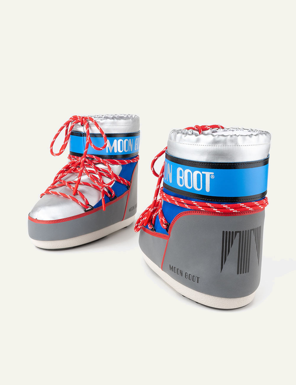 MOON BOOT MB ICON LOW SPACE RACING SILVER/BLUE/RED