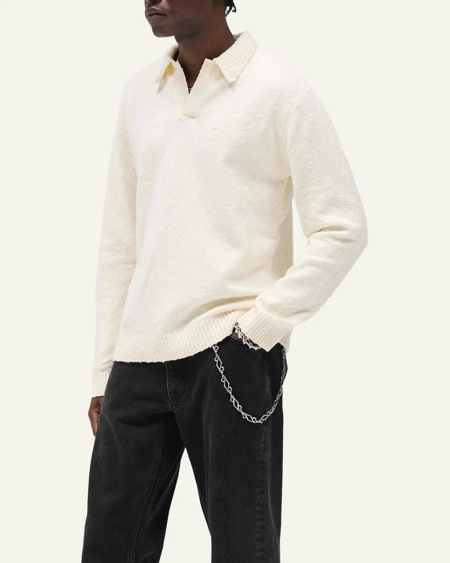 REPRESENT KNITTED POLO AGED WHITE