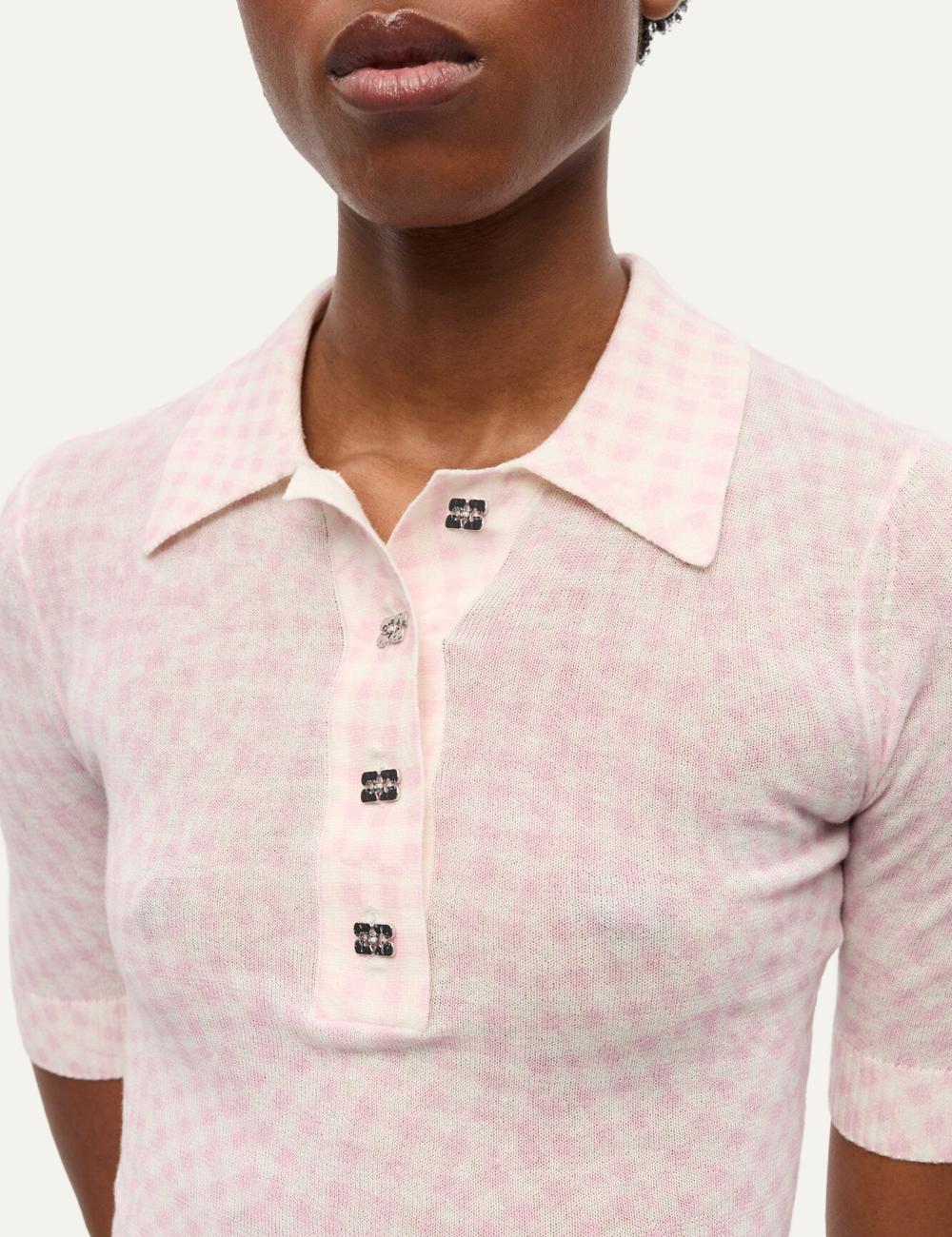 GANNI SHEER PRINTED POLO