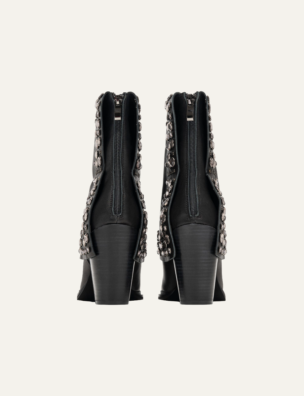 ALMA EN PENA BLACK STUDDED LEATHER BOOTS