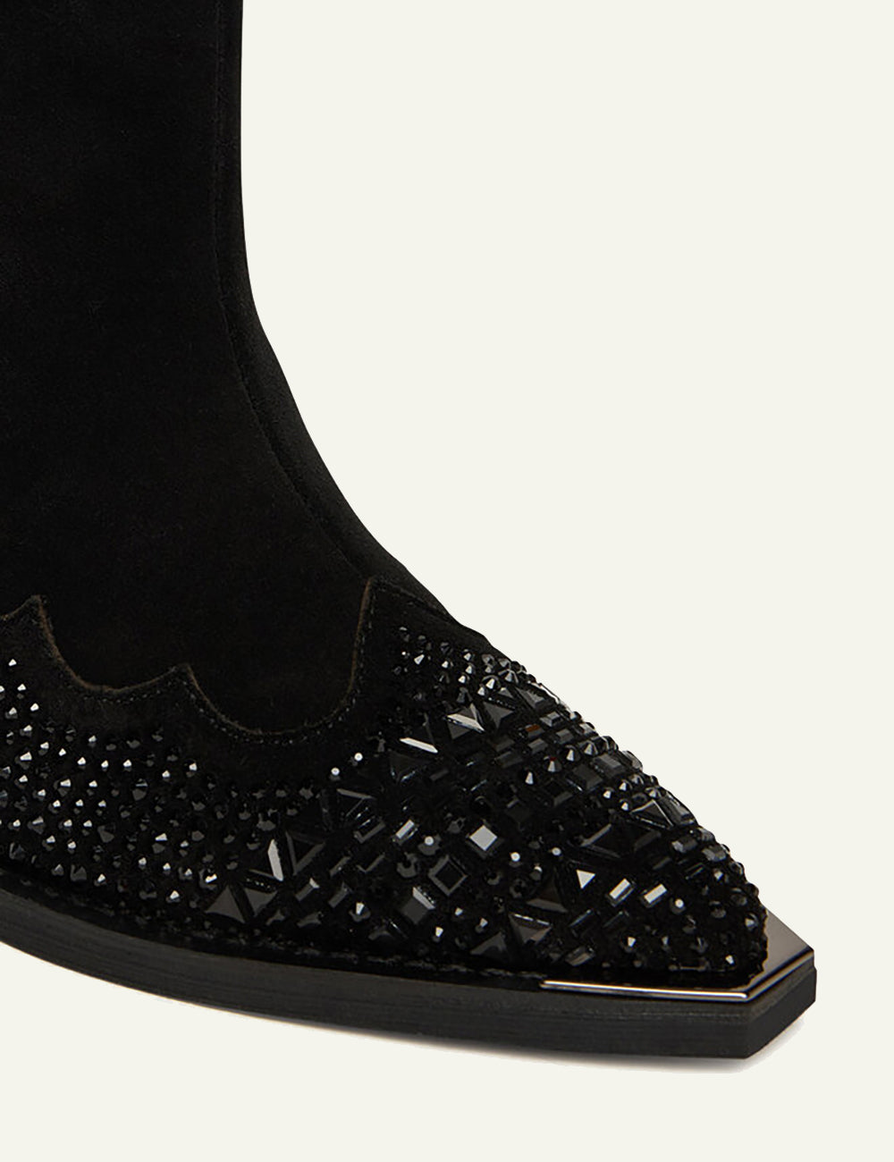 ALMA EN PENA BLACK SUEDE CRYSTAL FRINGE WESTER BOOTS