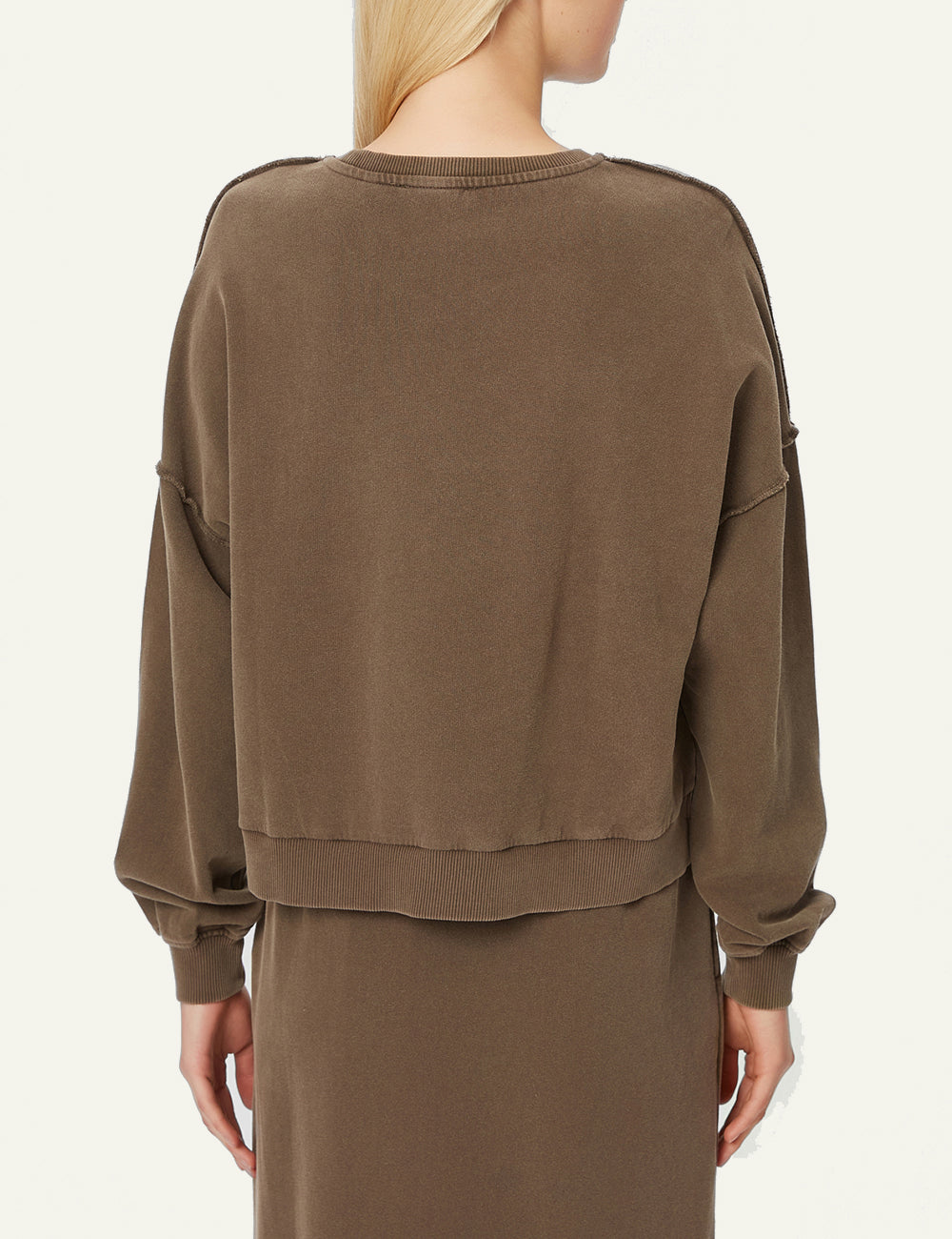 DIRTY LAUNDRY OVERSIZED ASSYMETRIC CREWNECK VINTAGE MOCHA