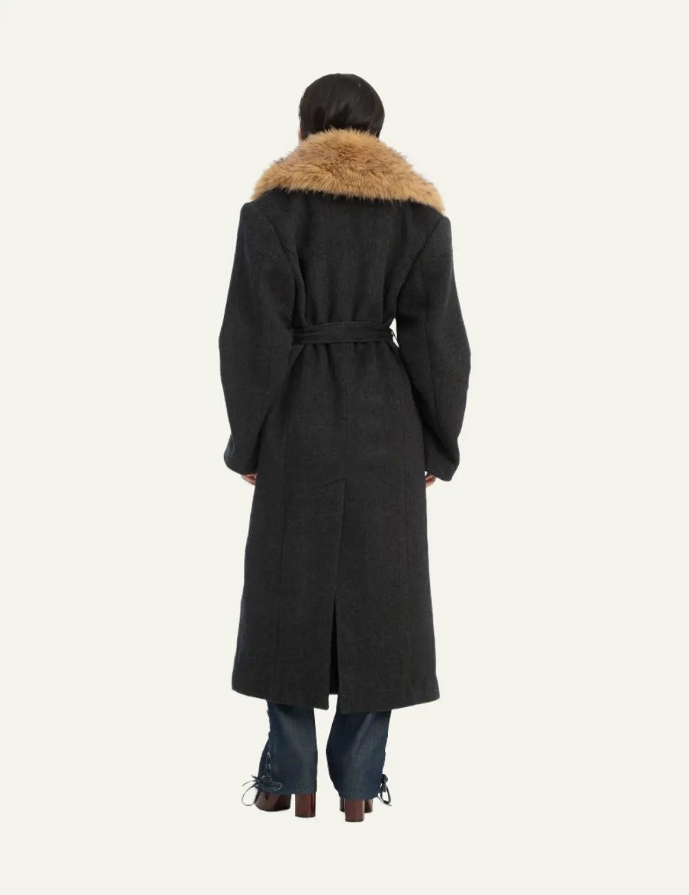 ROTATE FAUX FUR COLLAR L COAT