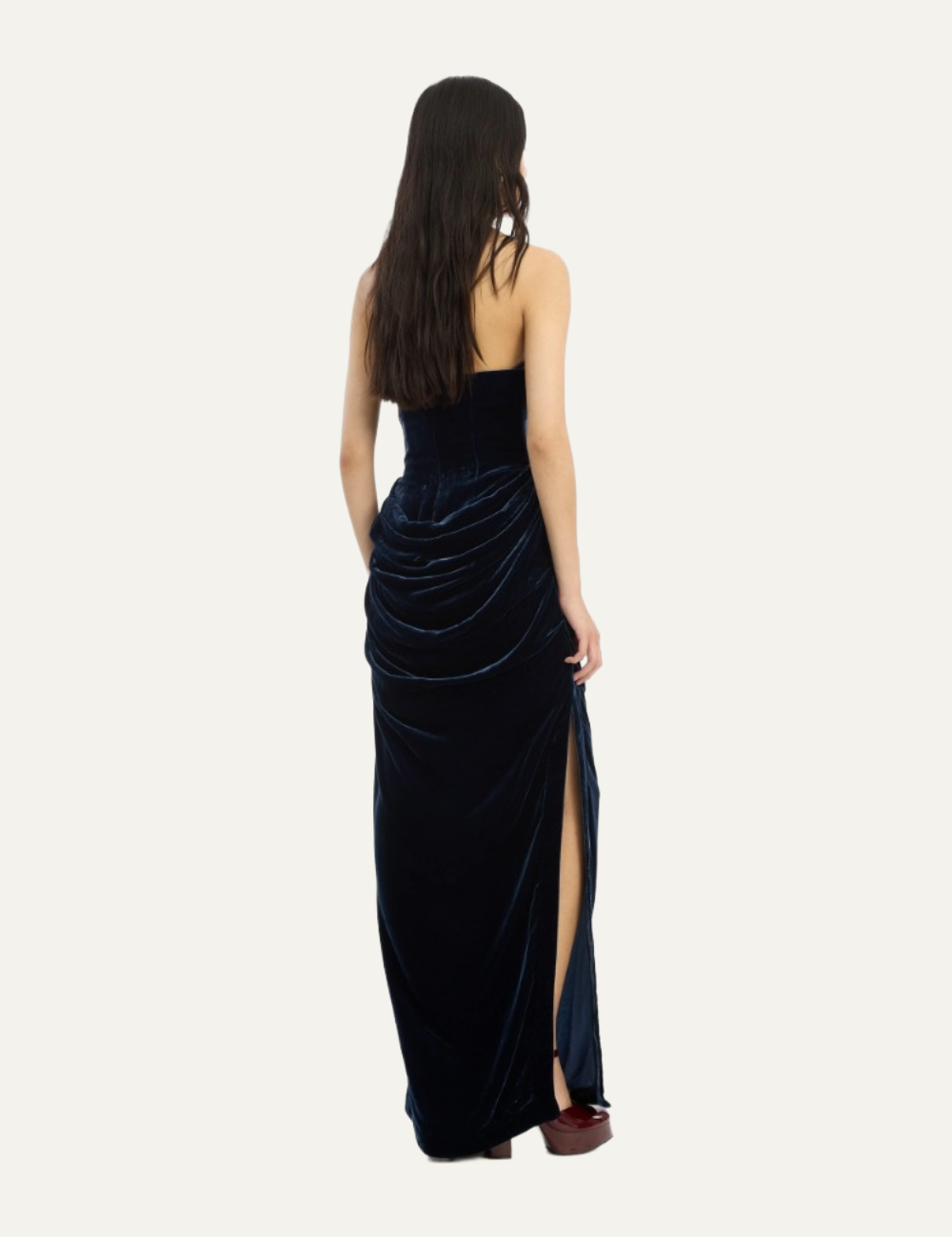 ROTATE SILK VELVET SLIT DRESS