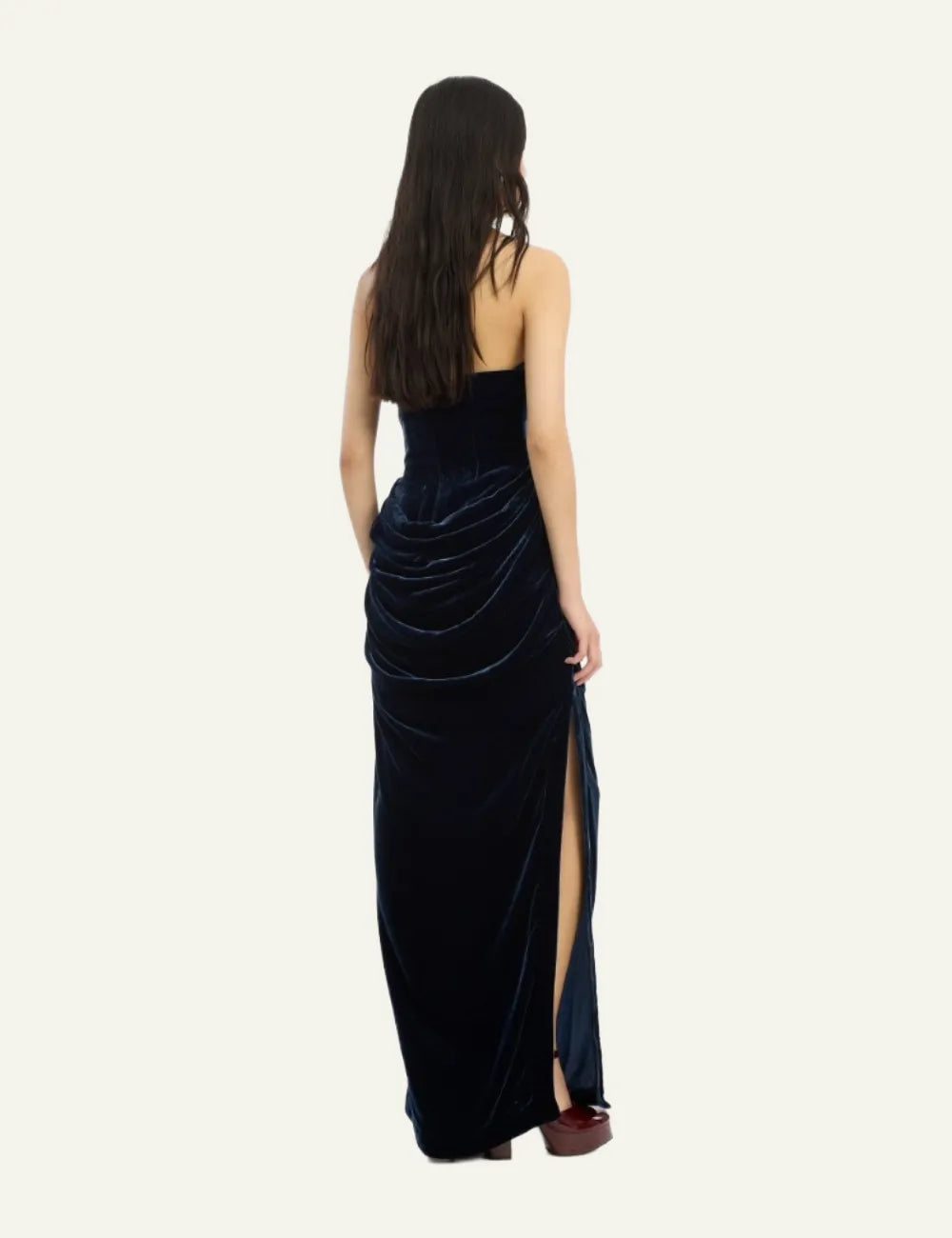 ROTATE SILK VELVET SLIT DRESS