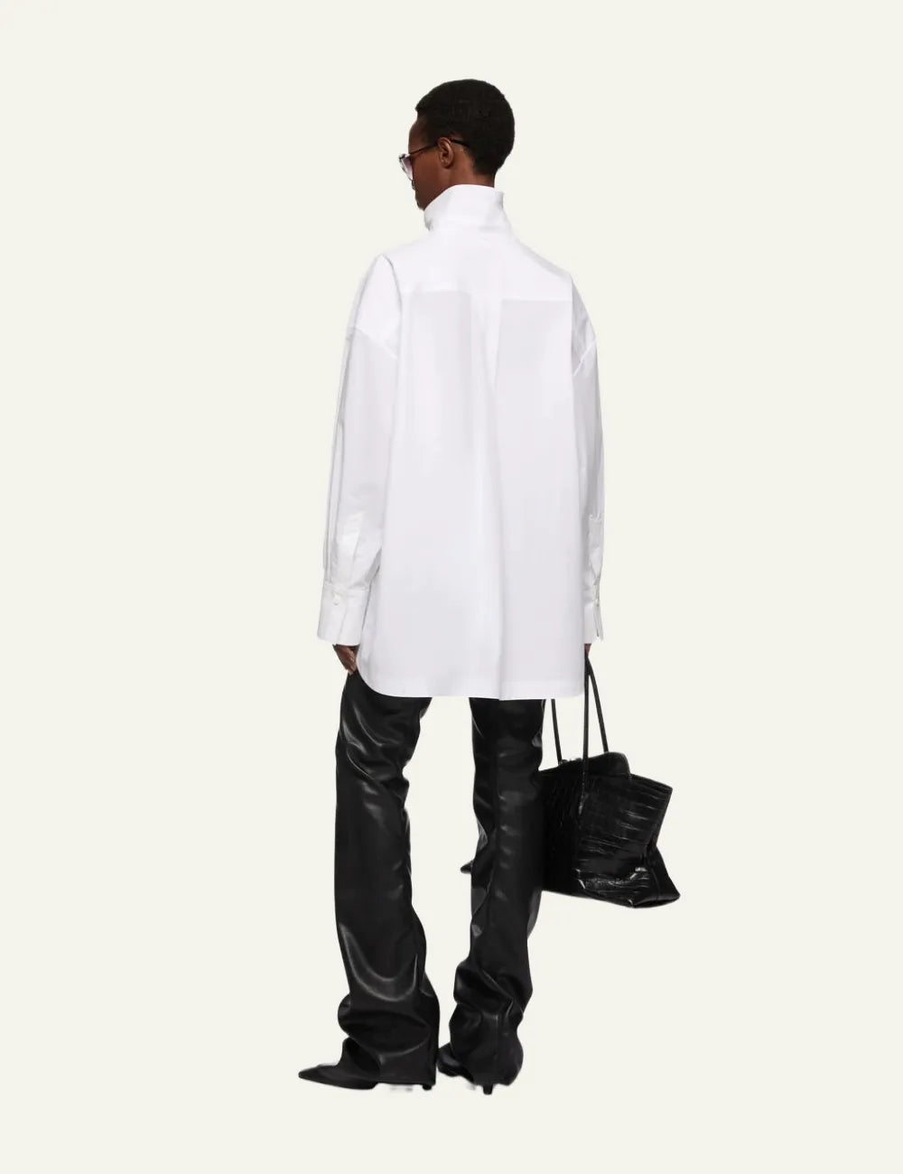 THE ATTICO SHIRT WHITE AND NAVY BLUE