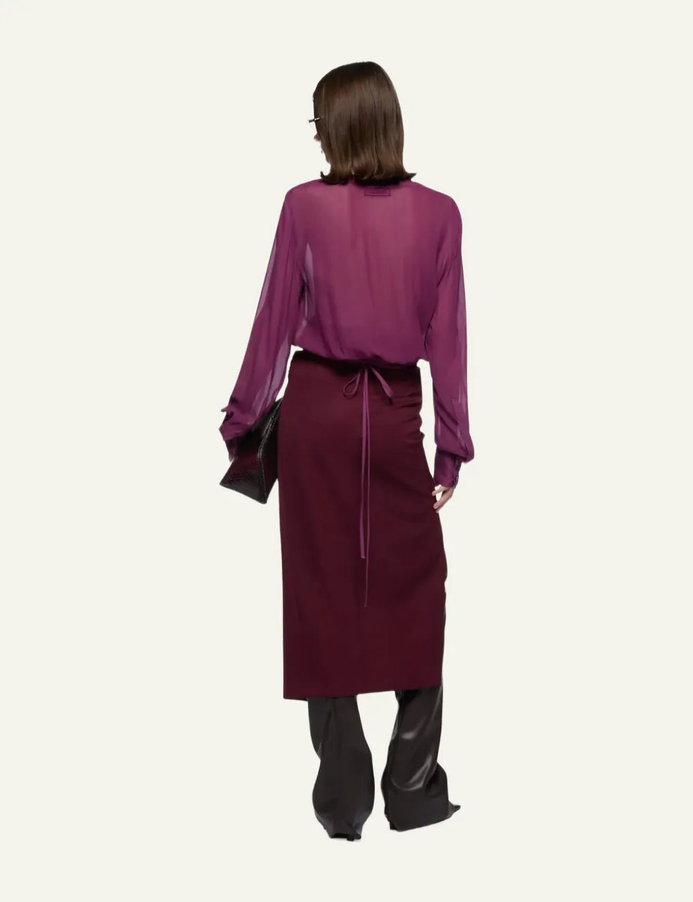 THE ATTICO MIDI BURGUNDY SKIRT