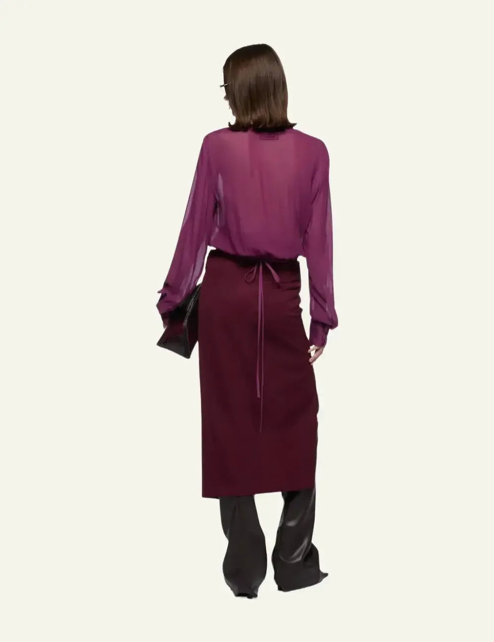 THE ATTICO MIDI BURGUNDY SKIRT