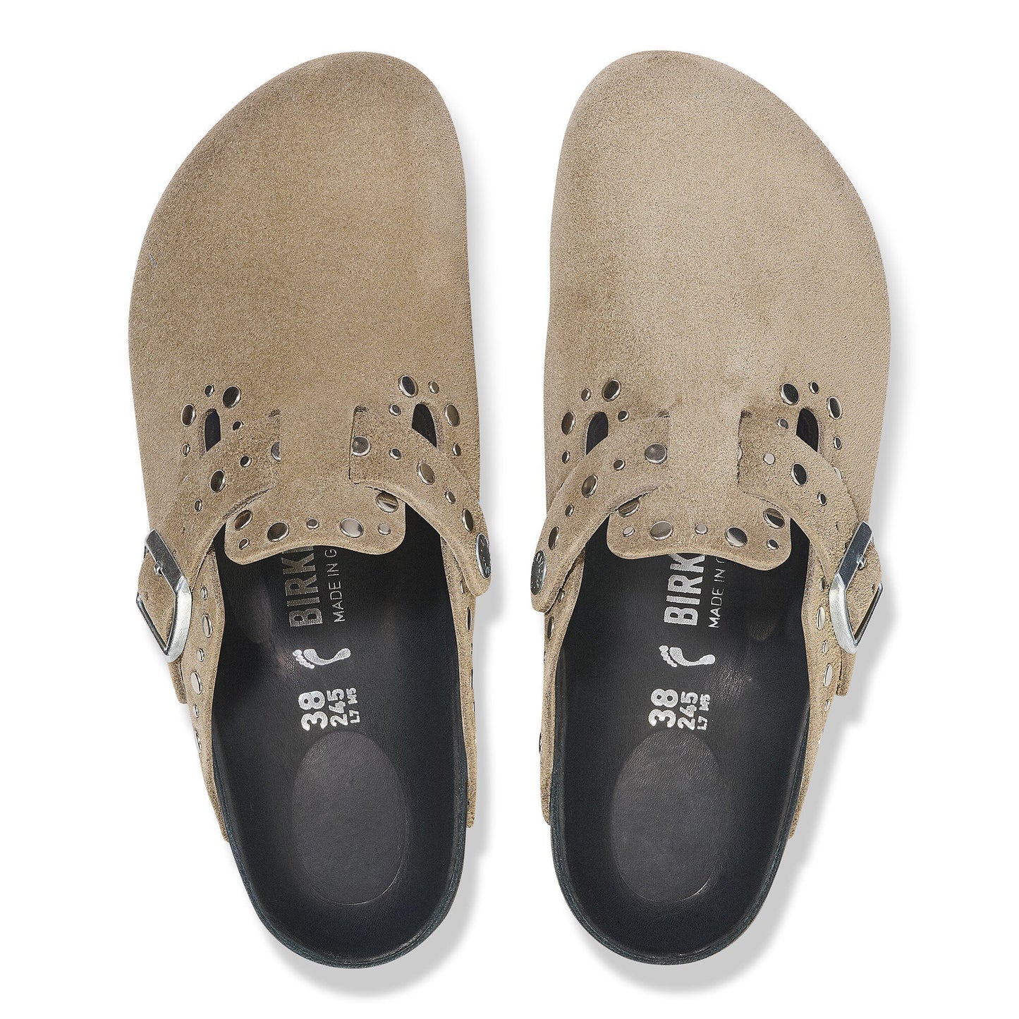 BIRKENSTOCK LEATHER BOSTON RIVET LEVE TAUPE