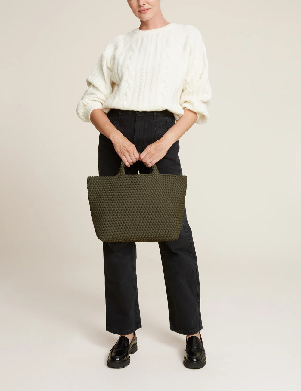 NAGHEDI ST BARTHS MEDIUM TOTE OLIVE