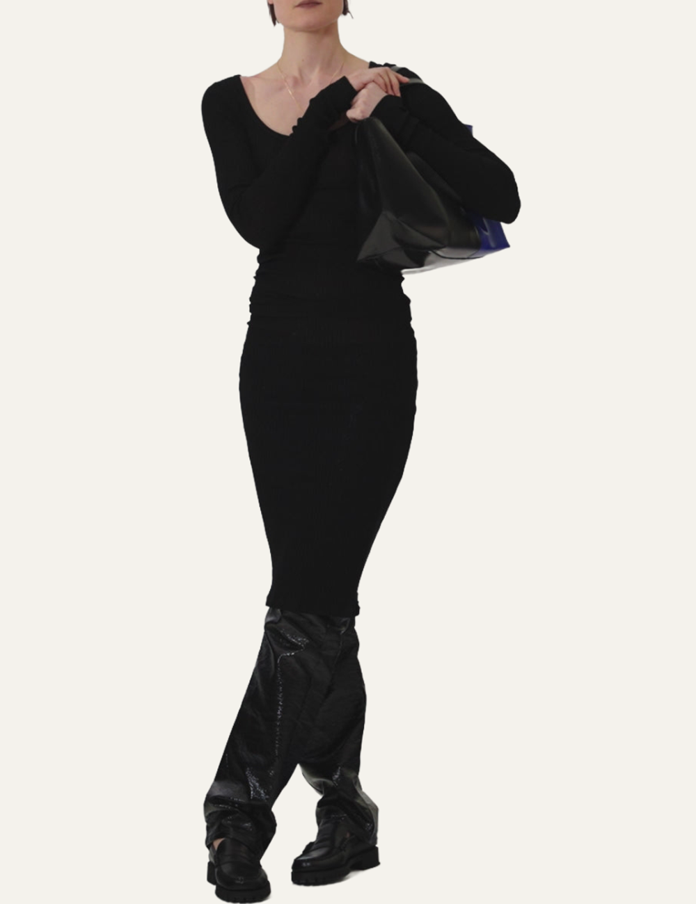 CAHU PRATIQUE ZIPPE SMALL BLACK / DARK BLUE