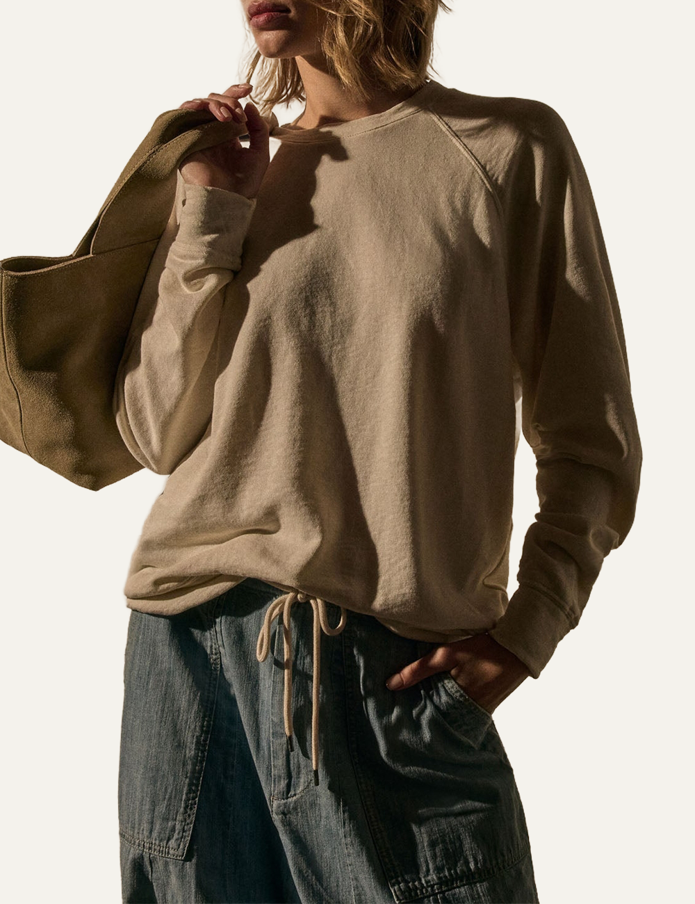 JAMES PERSE FRENCH TERRY RELAXED SWEATSHIRT ALABASTER