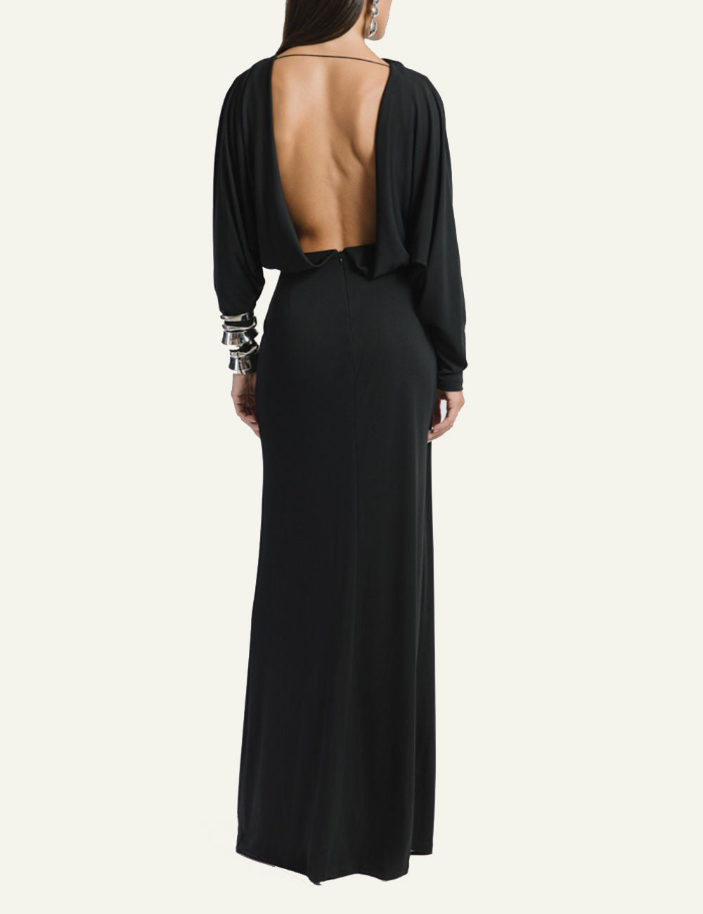 STUDIO 83 OPEN BACK LONG DRESS BLACK