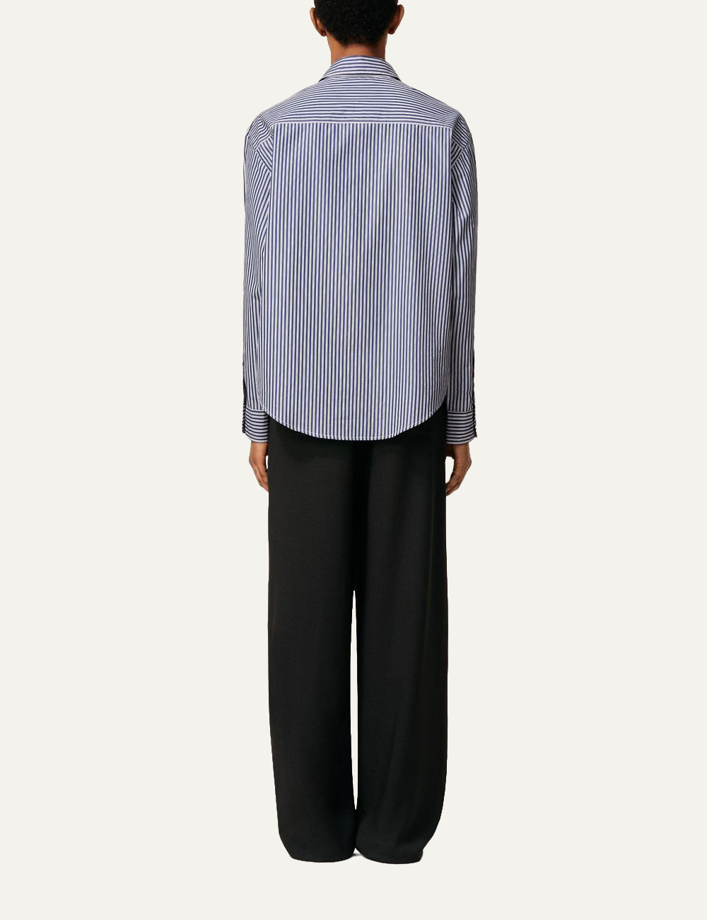 AMI ROYAL BLUE COTTON EMBOSSED AMI DE COEUR STRIPED BOXY SHIRT