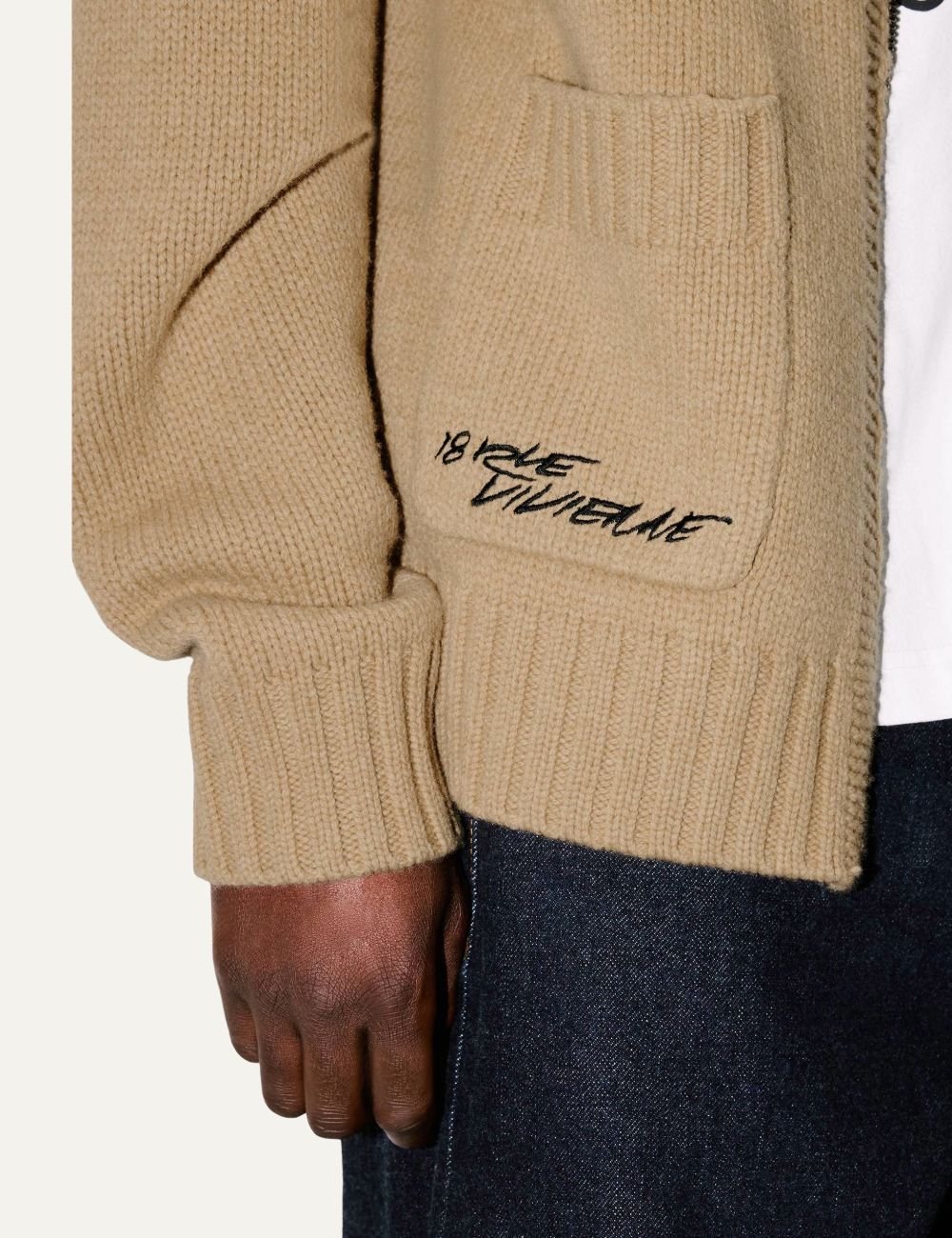KENZO X FUTURA 2000 ZIPPED KNITTED CARDIGAN IN WOOL