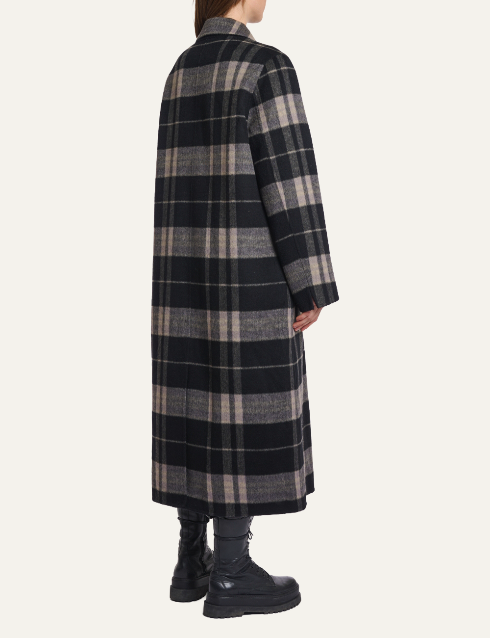 RINO PELLE ADRIA COAT NIGHT GREY CHECK