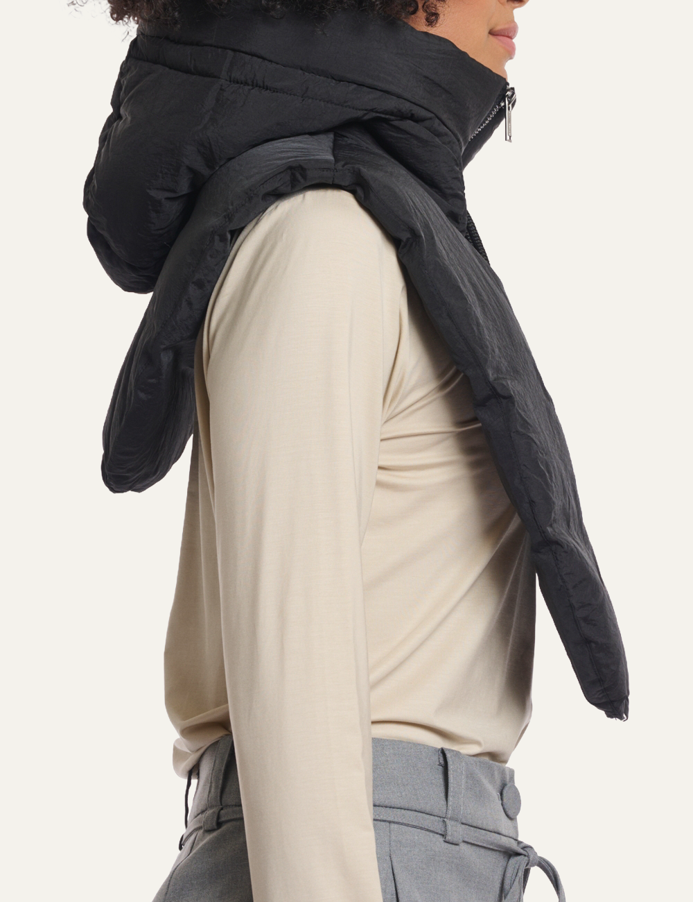 RINO PELLE TABITA HOOD COLLAR BLACK