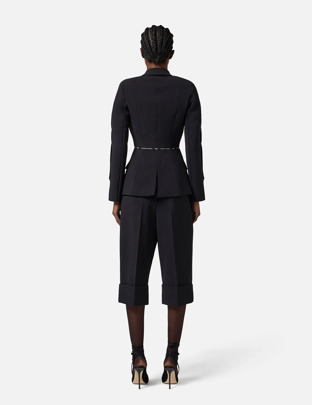 Elizabetta Franchi Jacket in crêpe fabric with logo ribbon