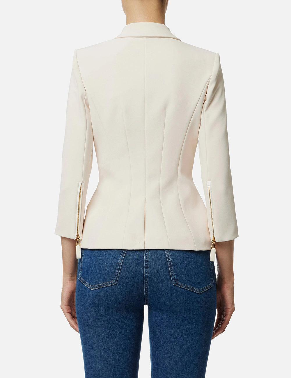 ELISABETTA FRANCHI Jacket in double layer crêpe milk