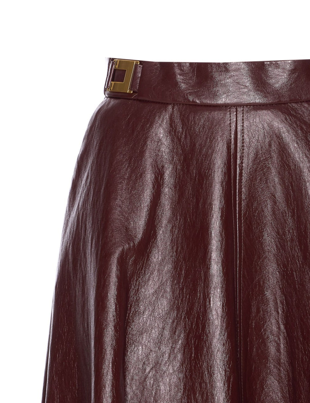 ELISABETTA FRANCHI Crackled leather-effect skirt with logo details