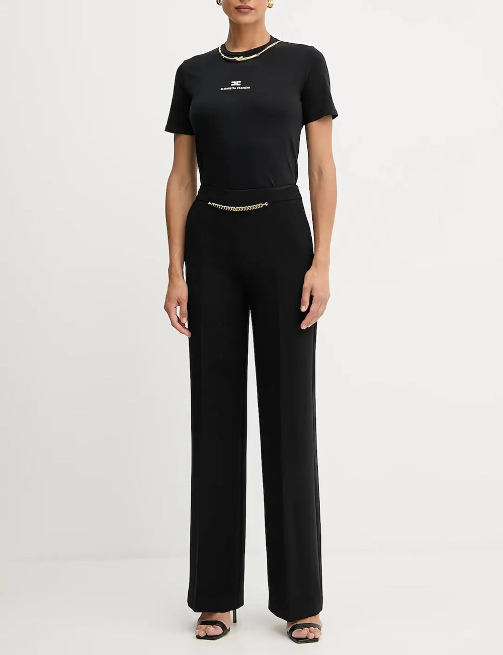 ELISABETTA FRANCHI Cotton jersey T-shirt with necklace