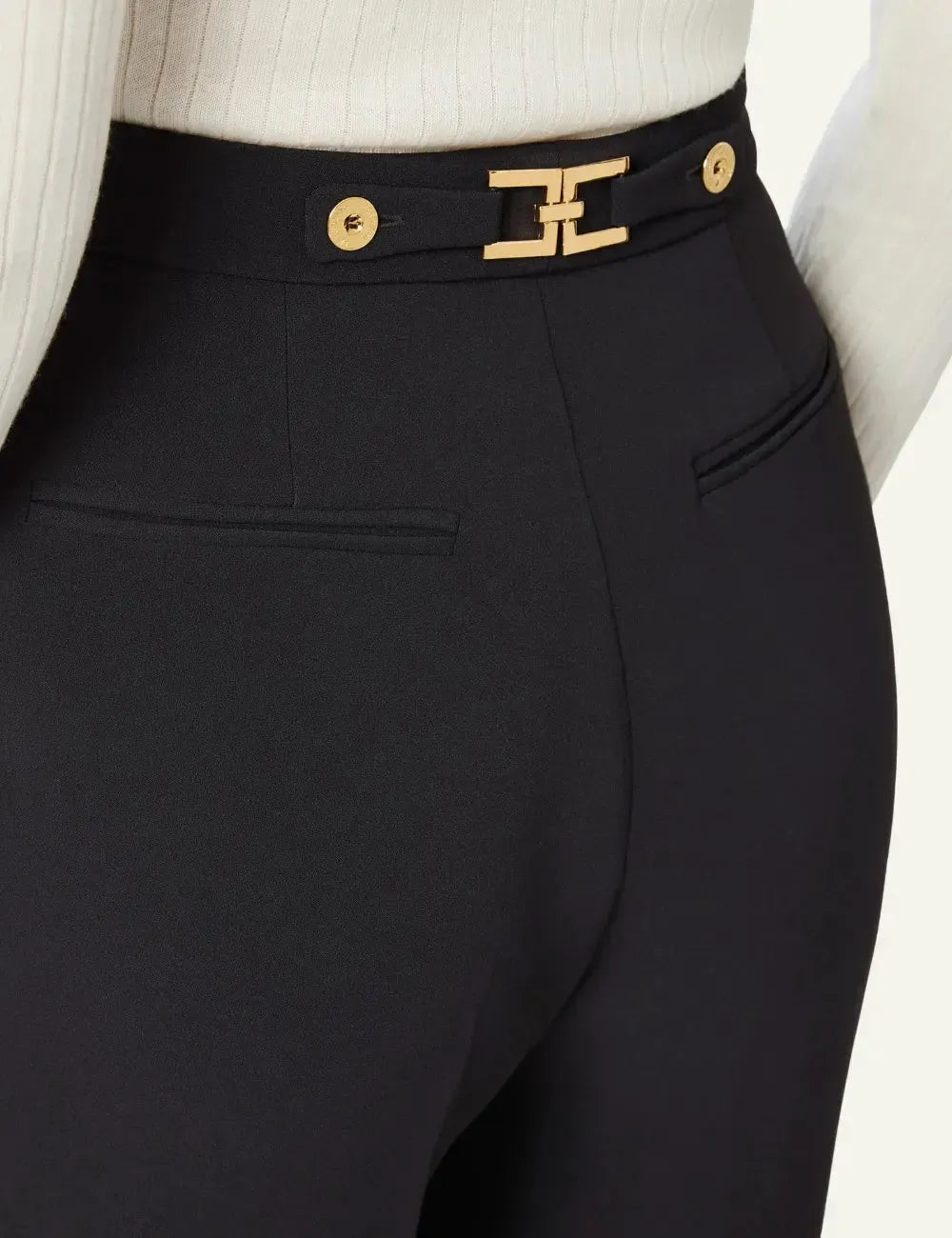 ELISABETTA FRANCHI Trousers in crêpe fabric with jewel accessory