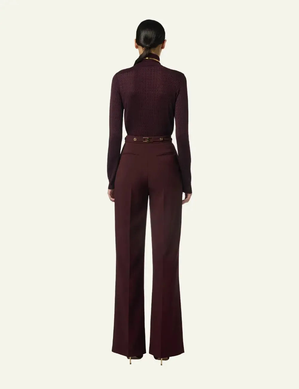 ELISABETTA FRANCHI Trousers in crêpe fabric with jewel accessory