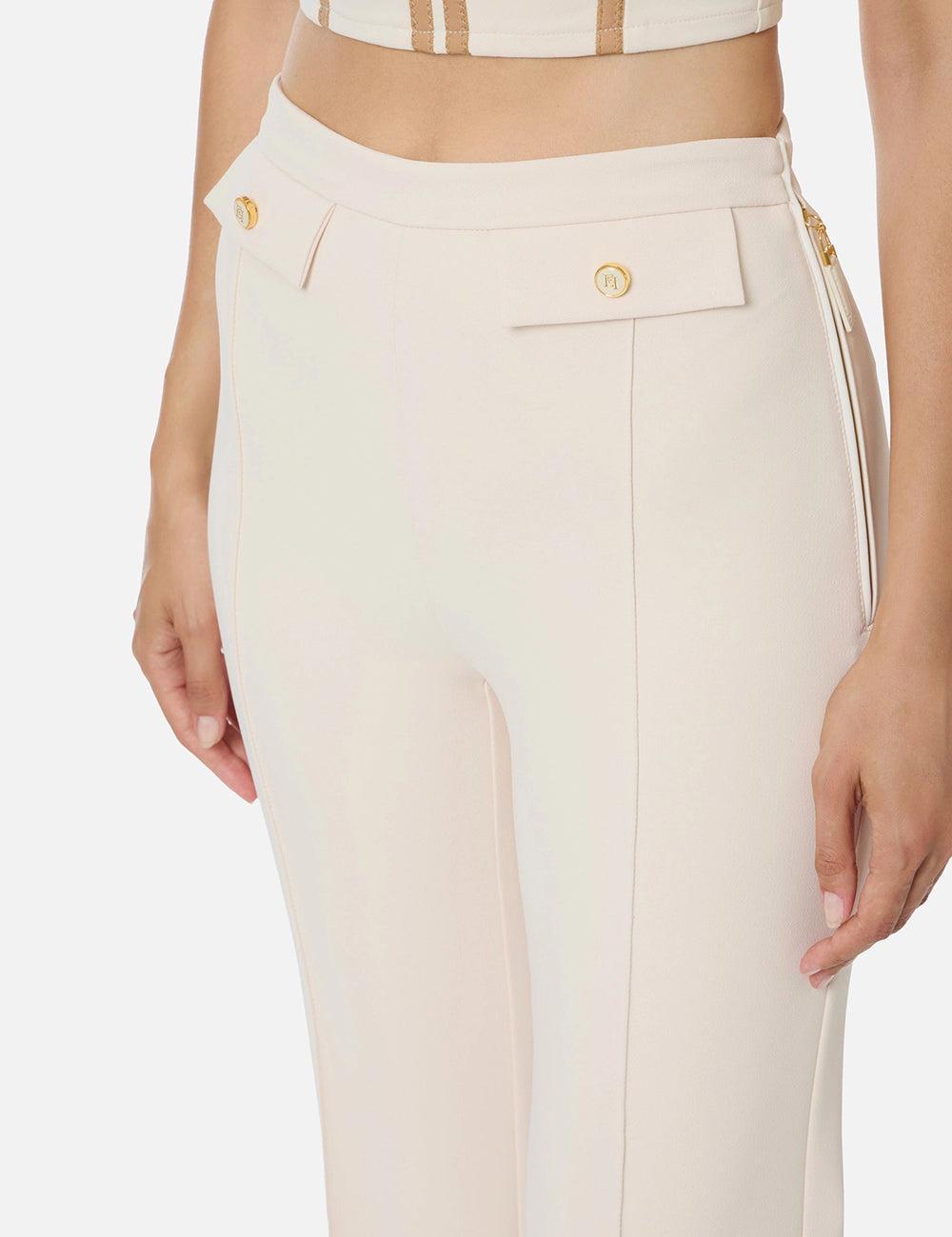ELISABETTA FRANCHI Double crêpe trousers milk