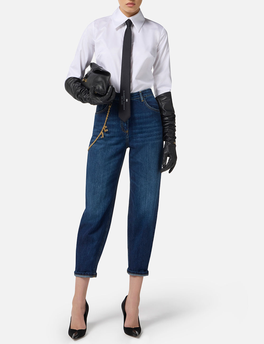 ELISABETTA FRANCHI Jeans with jewel chain