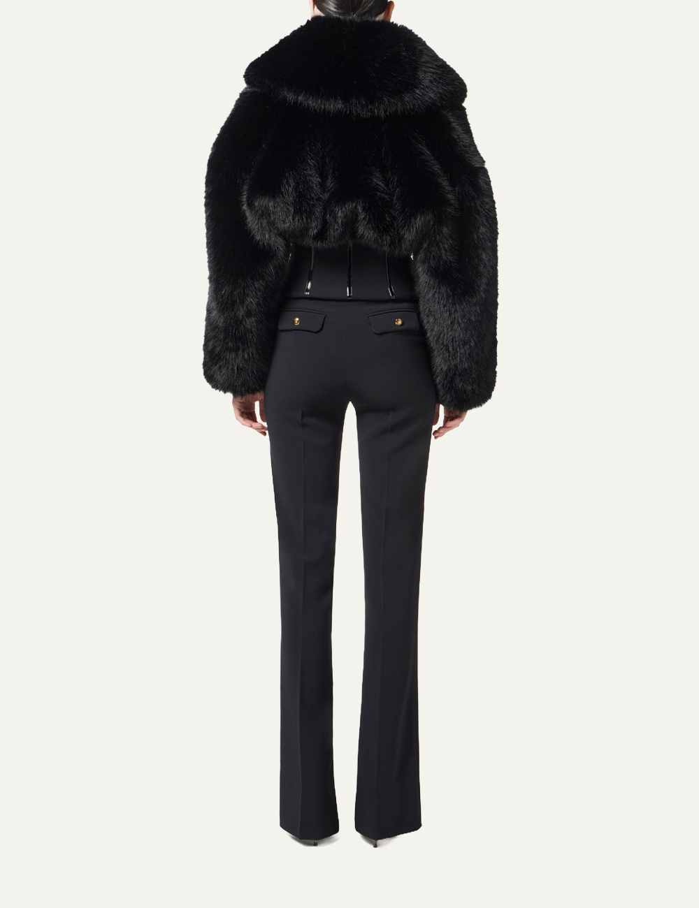 ELISABETTA FRANCHI Trousers in lightweight crêpe fabric with jewel chain