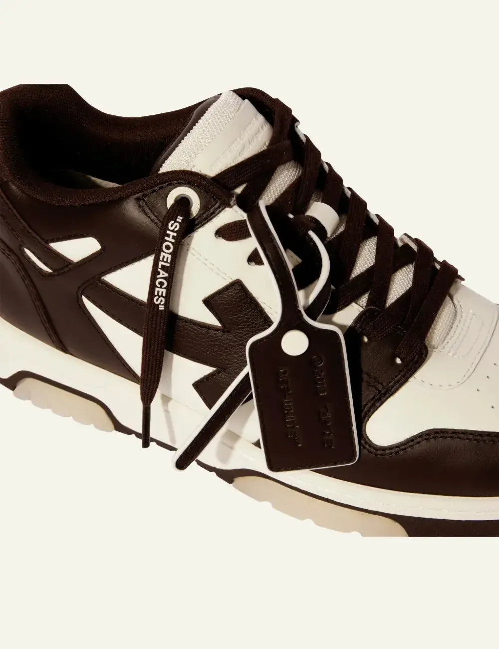 OFF WHITE OUT OF OFFICE CALF LEATHER SNEAKER CHOCOLATE/CREAM